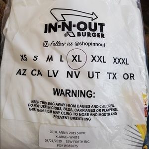 In N Out Burger 2019 70th Anniv Tee new XL